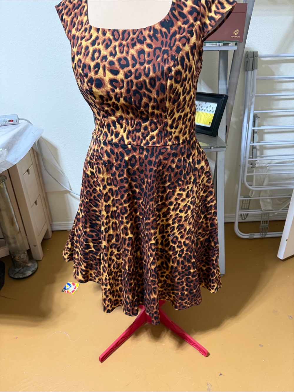 Leopard Print Fit & Flare Dress in Brown